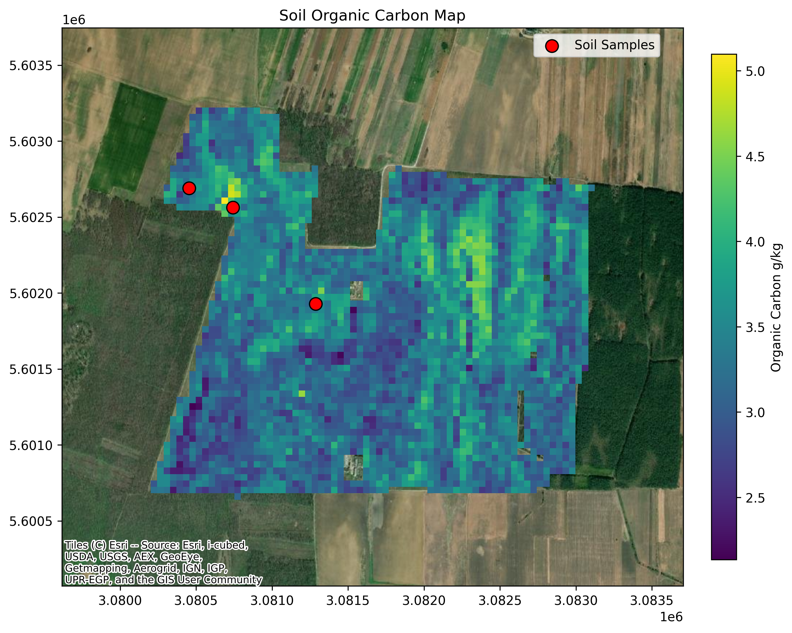 SOC map of the Dropia Wines parcel